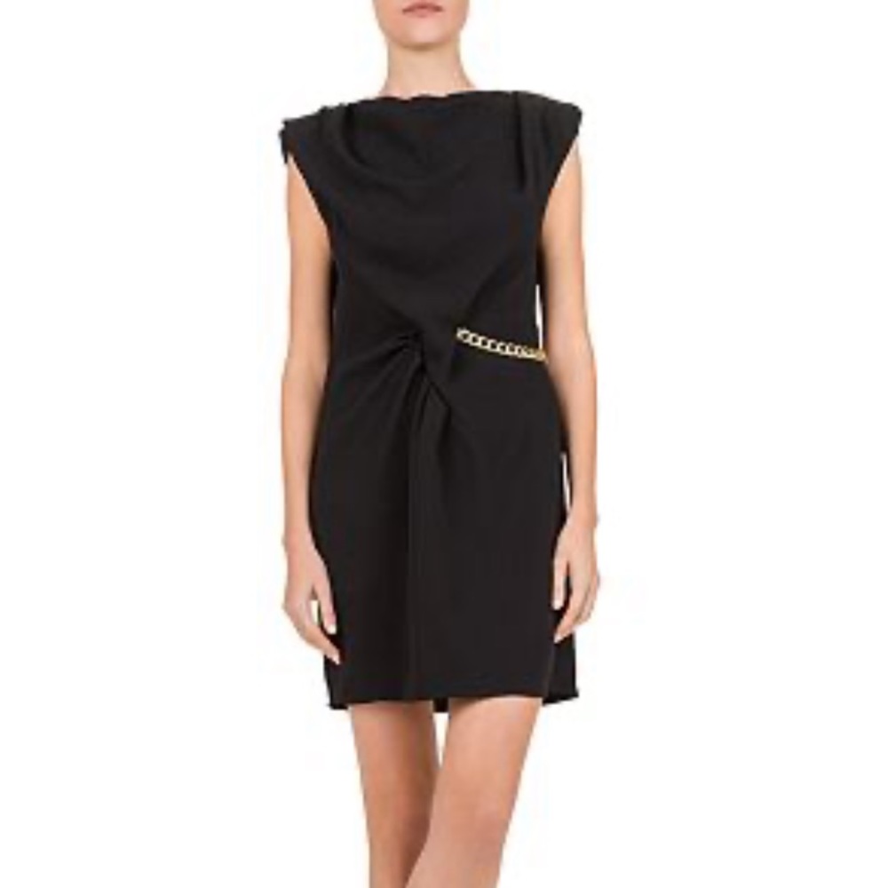 The Kooples black crepe cocktail mini dress with chain size small